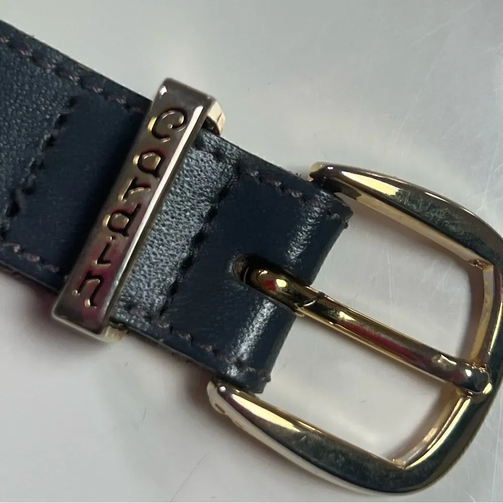 Vintage 1980s Charcoal Gray Leather Pierre Cardin Belt Made in Spain